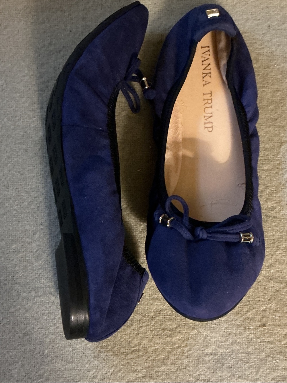 Ivanka Trump Navy Suede Bow Ballet Flats
